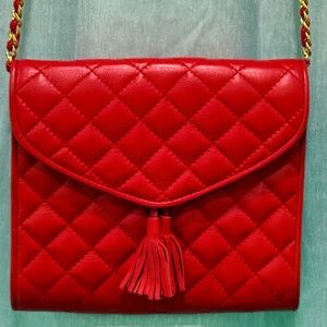 Koret Red Leather Quilted Crossbody/Shoulder Bag